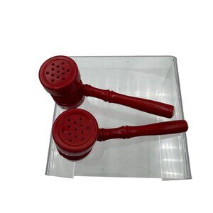 Vintage Oakland Red Plastic Gavel Salt And Pepper Shaker Set Kitchen Collectible